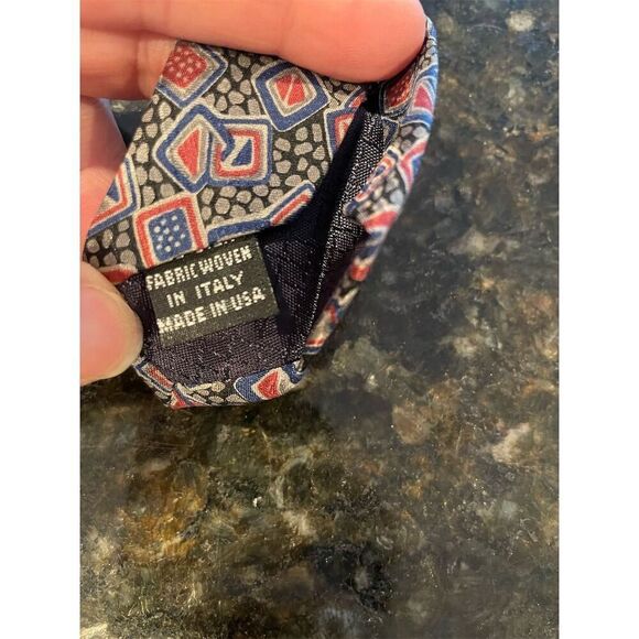 Vintage, Luxury Christian Dior Monsieur Men's Tie Silver Blue Geometric Pattern - Picture 4 of 4